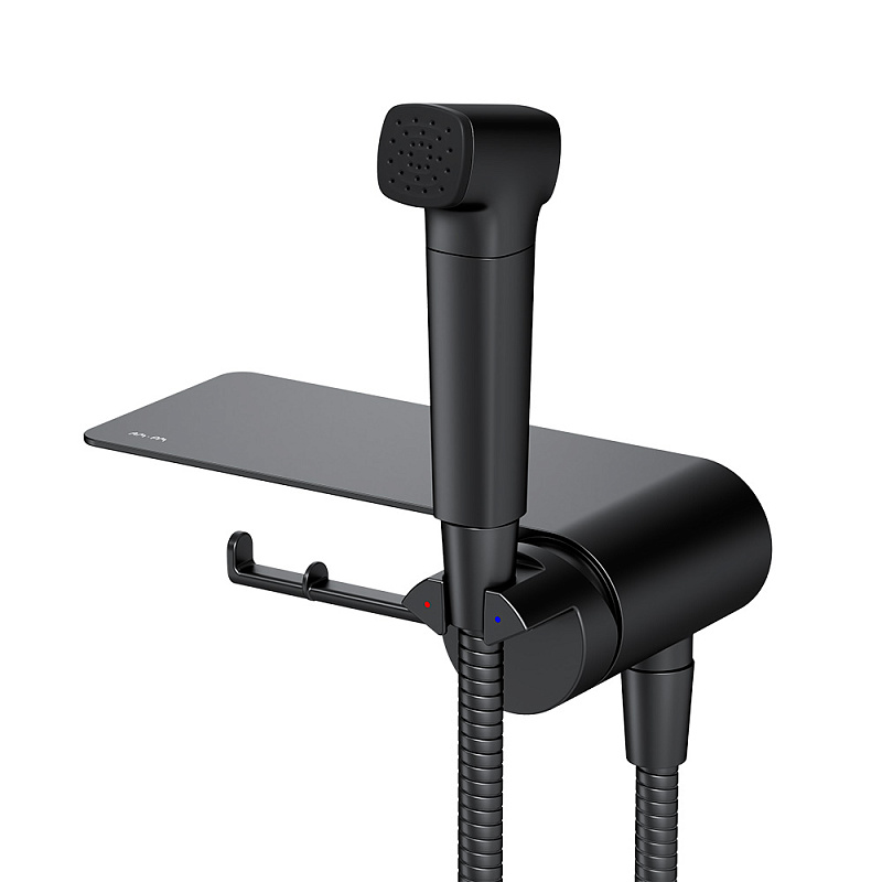 Гигиенический душ со смесителем AM.PM Func F0H8F922 черный встраиваемый, полка, шланг 1200, держатель туалетной бумаги