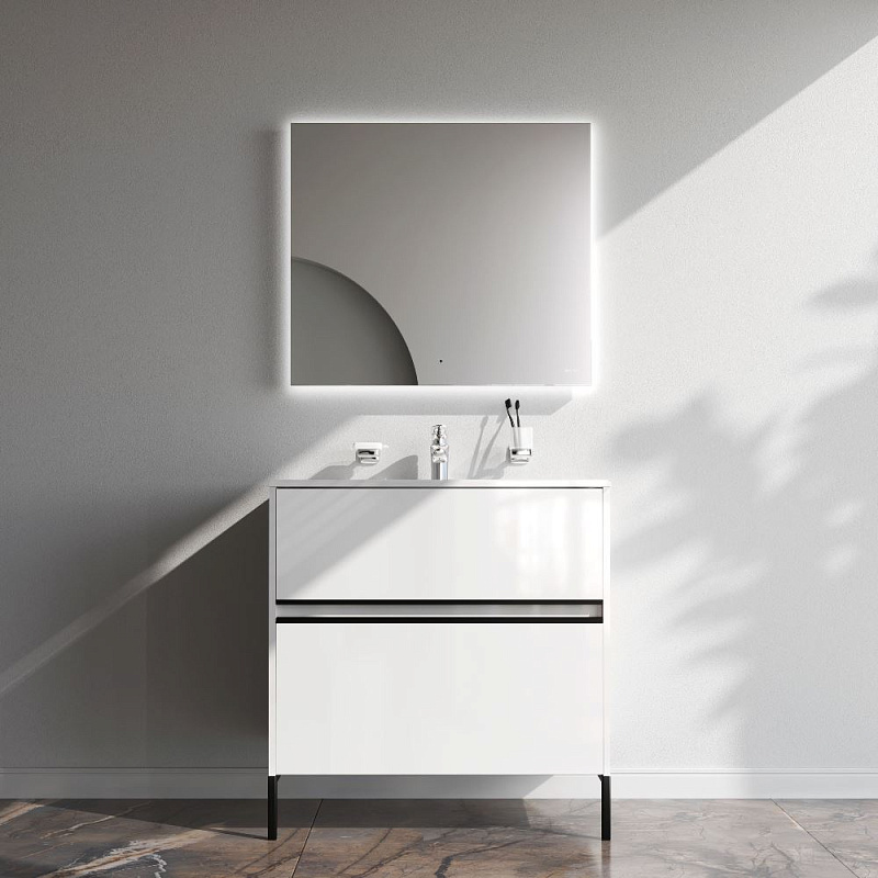 Тумба под раковину 80 AM.PM Sense M7BFUX0802WG подвесная/напольная на ножках, белый глянец