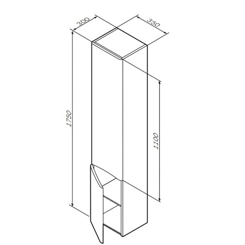 Шкаф-пенал для ванной 35 AM.PM Like M80CHL0356WG навесной левый белый глянец