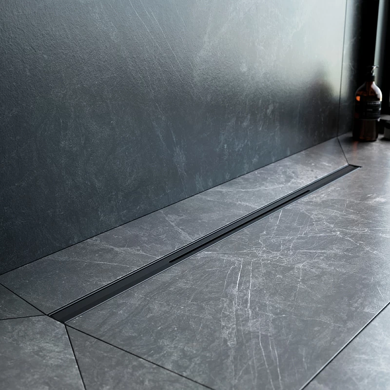 Душевой трап (лоток) 80 AM.PM MasterFlow Slim W01SC-S11-080-05BM комбинированный затвор с черной матовой решеткой