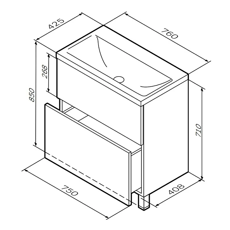 Тумба под раковину 75 AM.PM Gem M90FSX07522GM32 напольная графит матовый