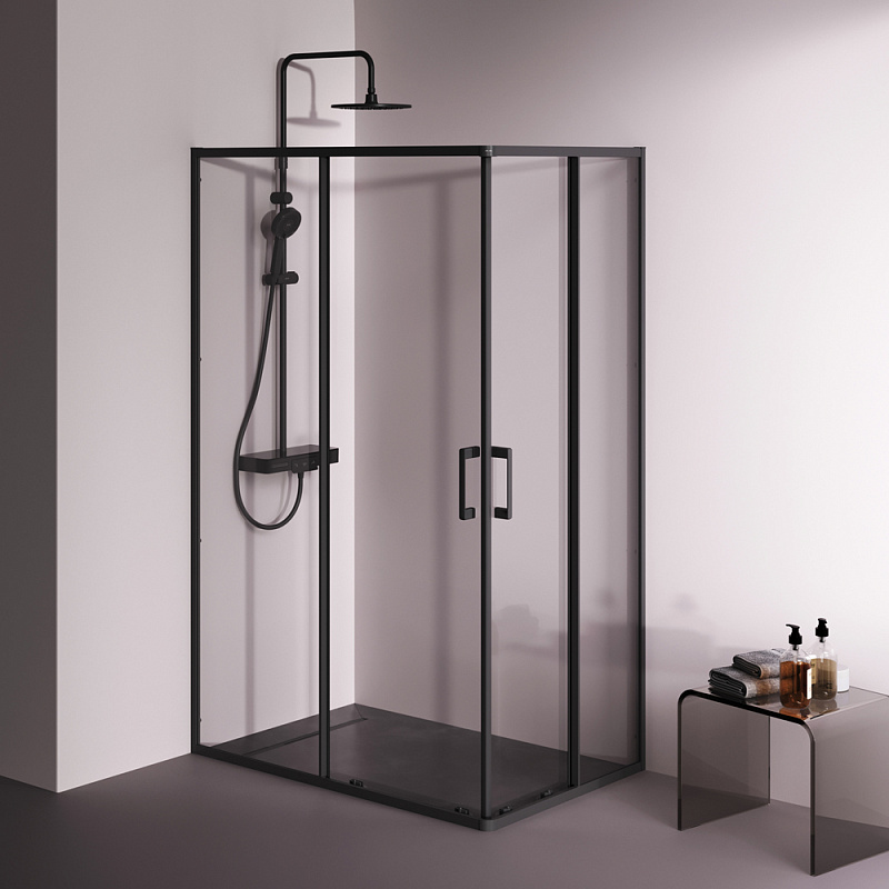Душевое ограждение без поддона 120x80 AM.PM Above W9XG-403-12080-BT профиль черный