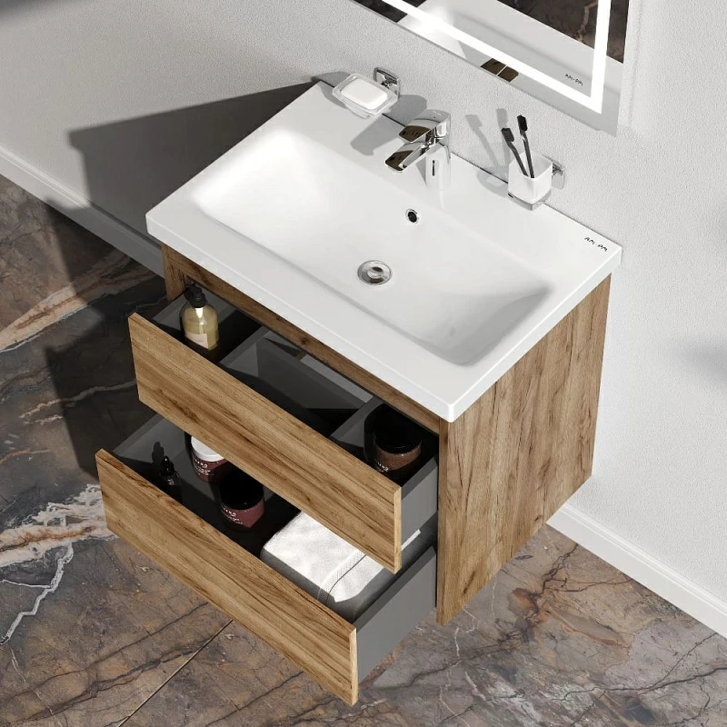 Тумба с раковиной 60 AM.PM Pulse M91-FHX0602OF-WCC0602WG под дерево