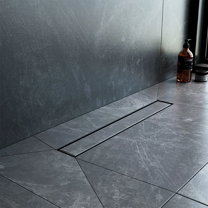 Душевой трап (лоток) 50 AM.PM MasterFlow W01SC-U11-050-04BM комбинированный затвор с черной матовой решеткой под плитку