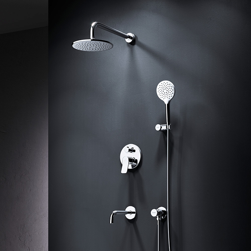 Встраиваемая душевая система AM.PM X-Joy FB85A3RH30 хром: тропический верхний душ, излив с душевой лейкой