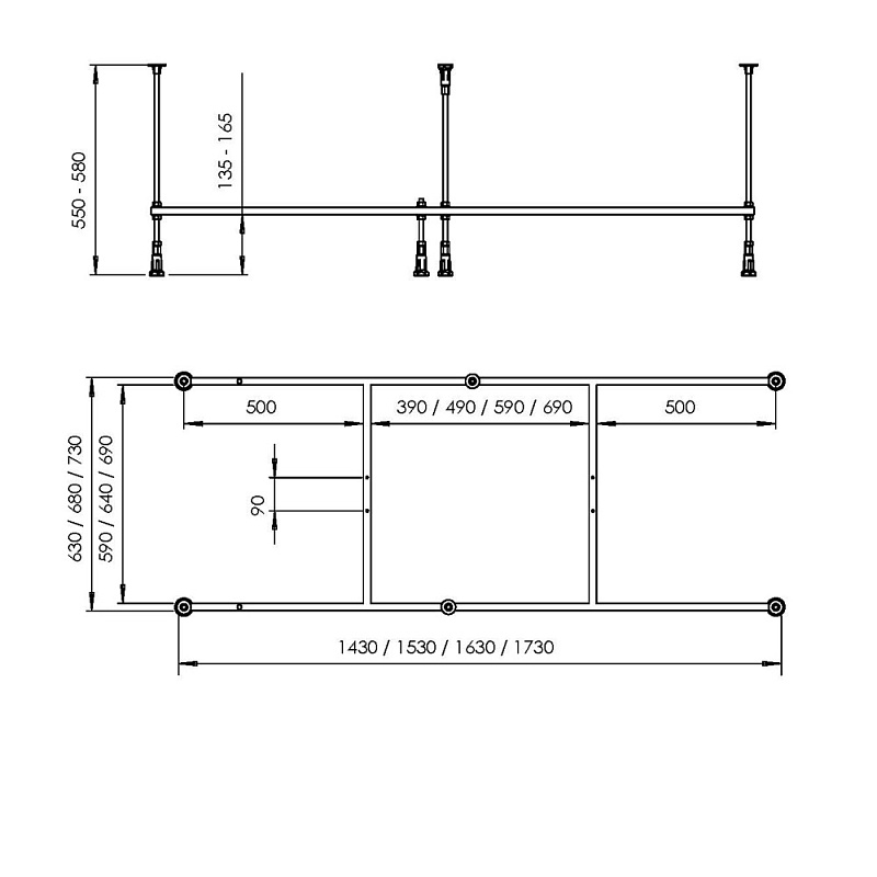 Каркас для ванны 180х80 AM.PM Above W9XA-180-080W-R