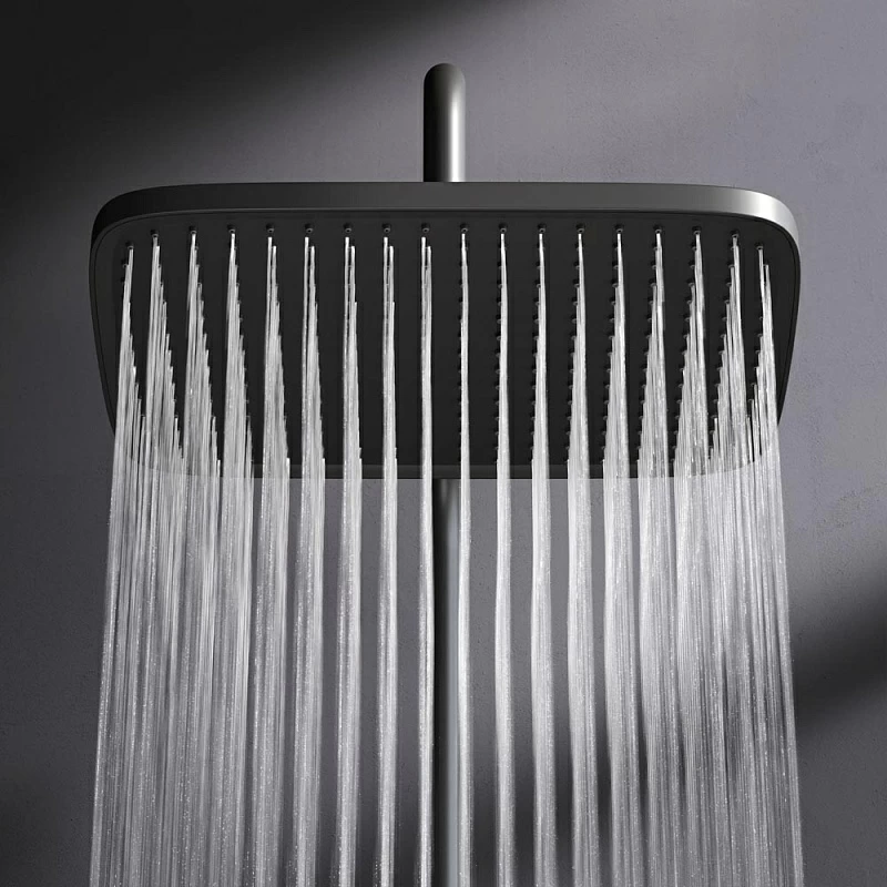 Душевая система AM.PM Func F078F722 стойка с тропическим душем, смесителем, изливом, черная