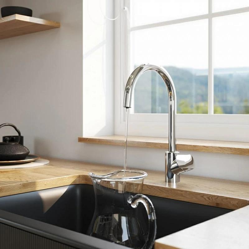 Смеситель для кухни AM.PM Like F8007S00 высокий, хром, с каналом питьевой воды + фильтр для воды