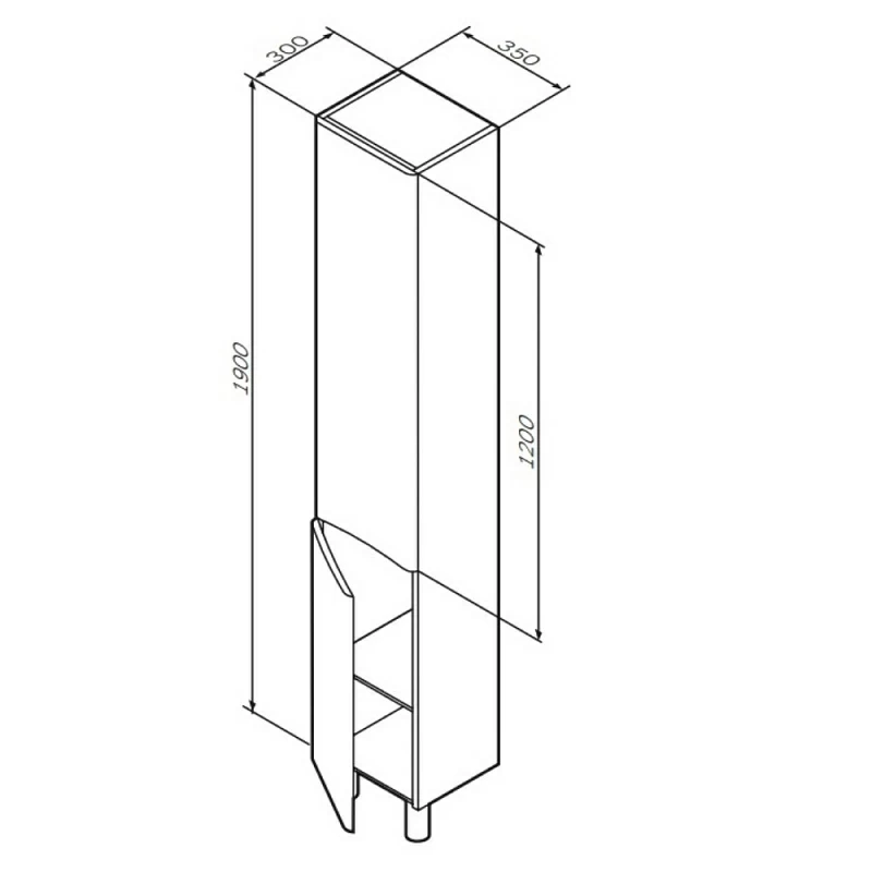 Шкаф-пенал для ванной 35 AM.PM Like M80CSL0356WG напольный левый белый глянец