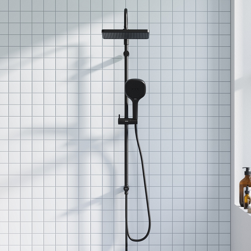 Душевая система Damixa Merkur 940000300 стойка с тропическим душем, черный