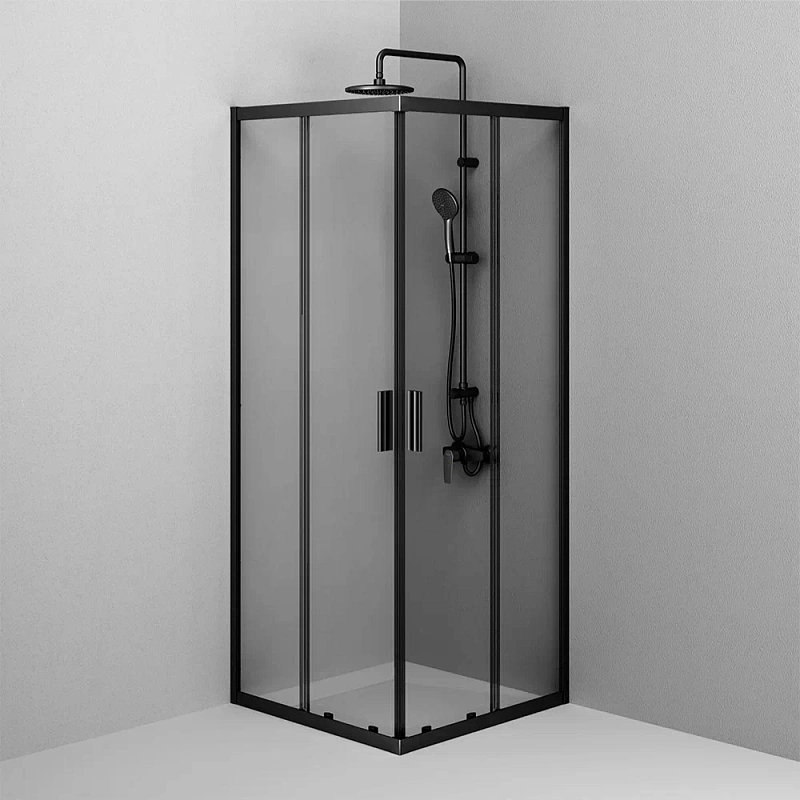 Душевое ограждение без поддона 80x80 AM.PM Gem W90G-403-8080-BT профиль черный матовый
