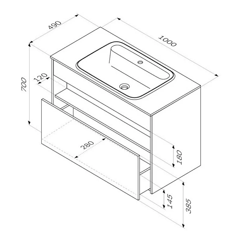 Тумба под раковину 100 AM.PM Func M8FFUX1001WG белый глянец