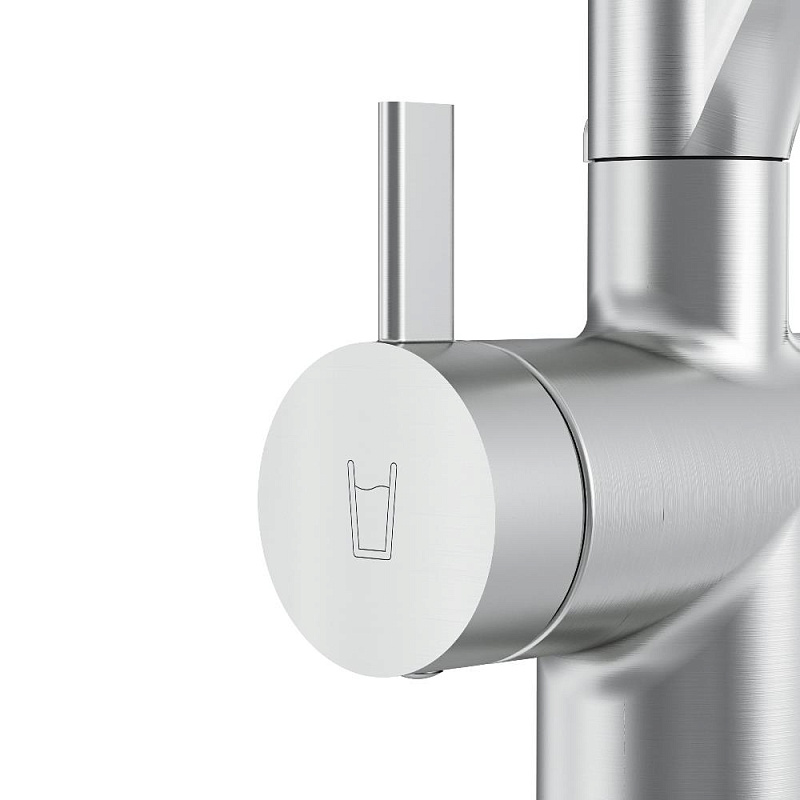 Смеситель для кухни AM.PM Func F8F07812 высокий, сатин с каналом для питьевой воды и гибким черным изливом