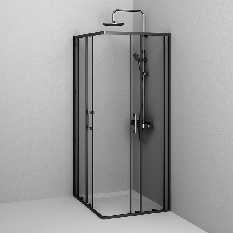 Душевое ограждение без поддона 100x80 AM.PM Above W9XG-403-10080-BT профиль черный