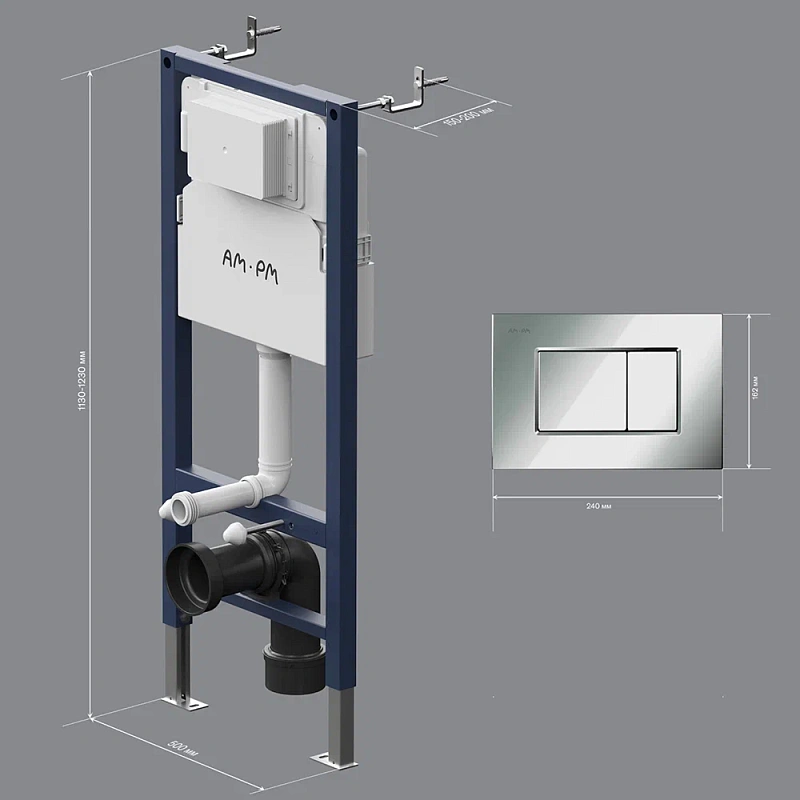 Инсталляция для подвесного унитаза AM.PM PrimeFit I012709.0251 с механ. клавишей S хром