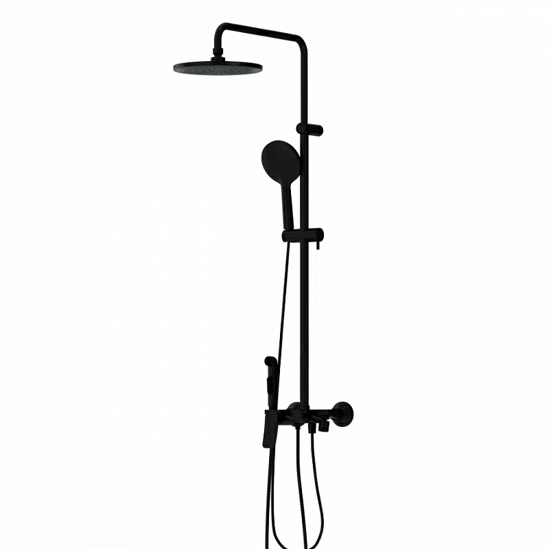 Душевая система Damixa Apollo DX220910300 стойка с тропическим душем, смесителем, черная матовая