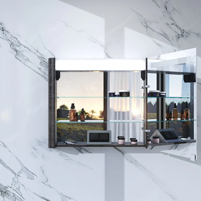 Шкафчик с зеркалом в ванную 80 AM.PM Sensation M30MCR0801TF правый табачный дуб