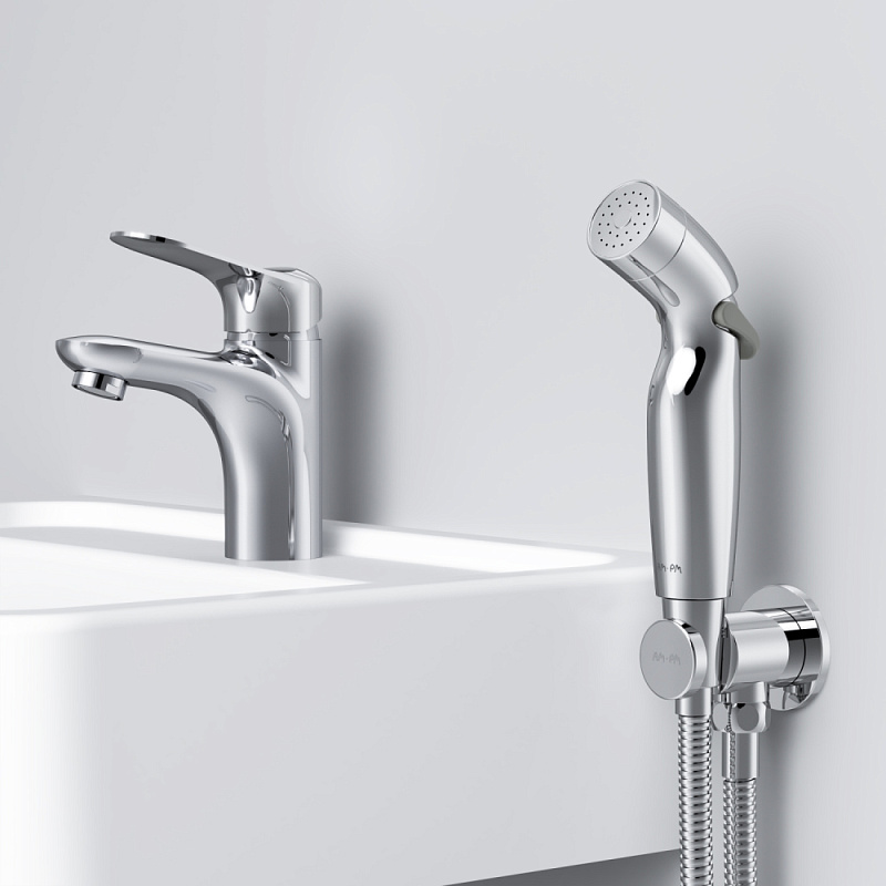 Смеситель для раковины (умывальника) AM.PM Sunny F85C03000 с гигиеническим душем, хром
