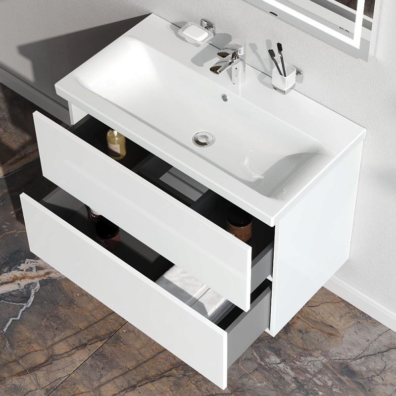 Тумба с раковиной 80 AM.PM Gem M90-FHX0802WG-WCC0802WG подвесная, белый глянец