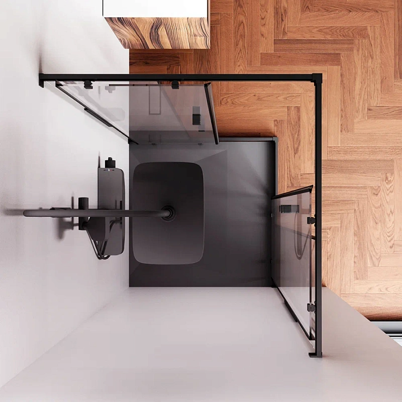 Душевое ограждение без поддона 90x90 AM.PM Func W84G-403-9090-BT профиль черный матовый