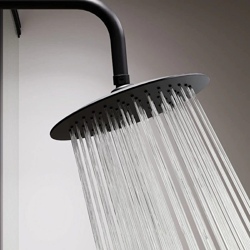 Душевая система Damixa Scandinavian Pure 936760300 стойка с тропическим душем, термостатом, смесителем, изливом, черная матовая