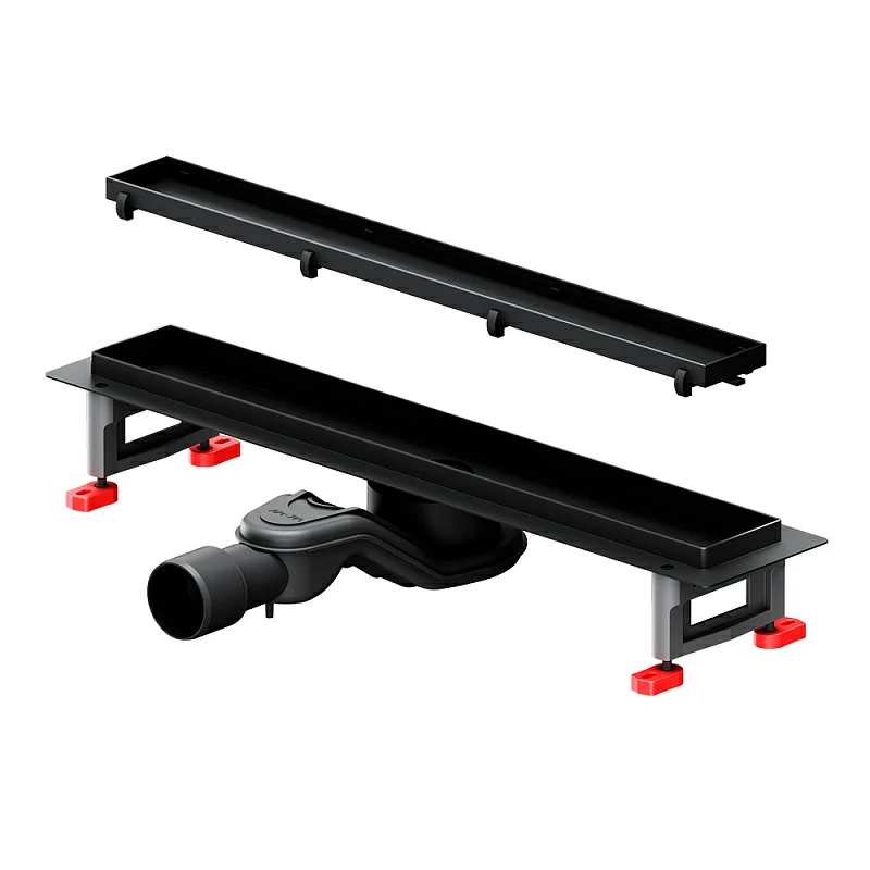 Душевой трап (лоток) 50 AM.PM MasterFlow W01SC-U11-050-04BM комбинированный затвор с черной матовой решеткой под плитку