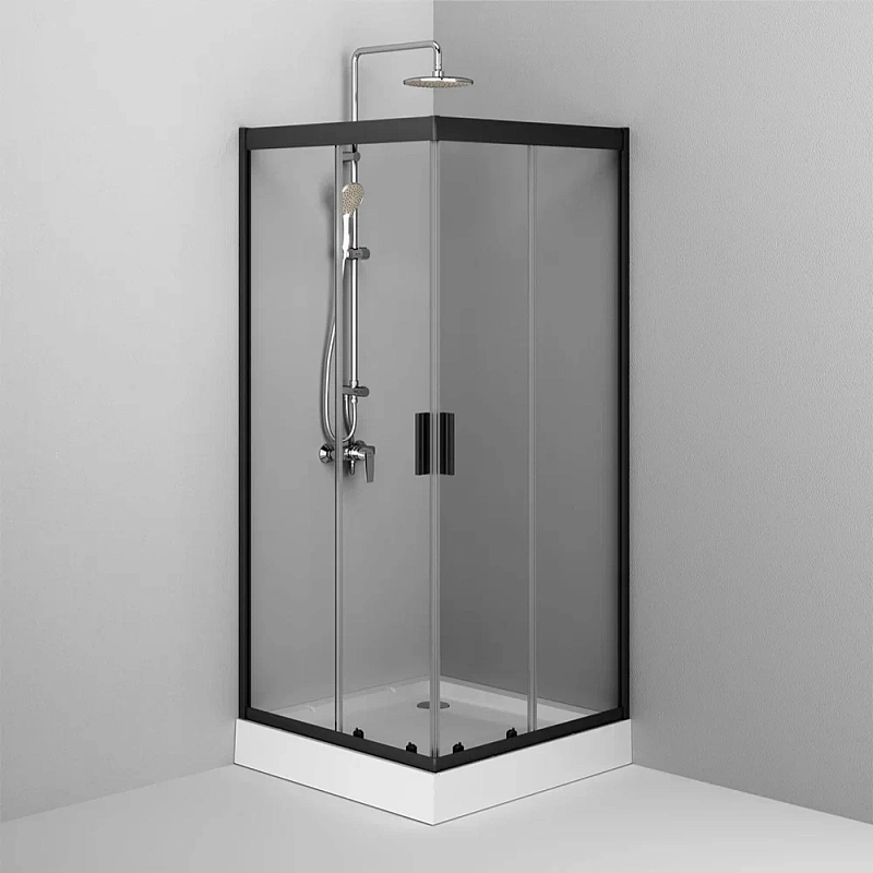 Душевое ограждение без поддона 90x90 AM.PM Gem W90G-403-090BT профиль черный матовый