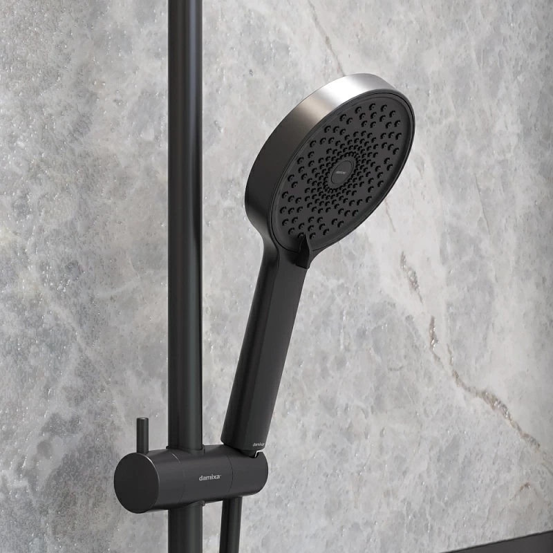 Душевая система Damixa Apollo 947730300 стойка с тропическим душем, изливом, черная