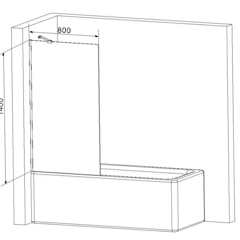 Стеклянная шторка для ванны 80 AM.PM Gem W90BS-080-140CT фиксированная, профиль хром