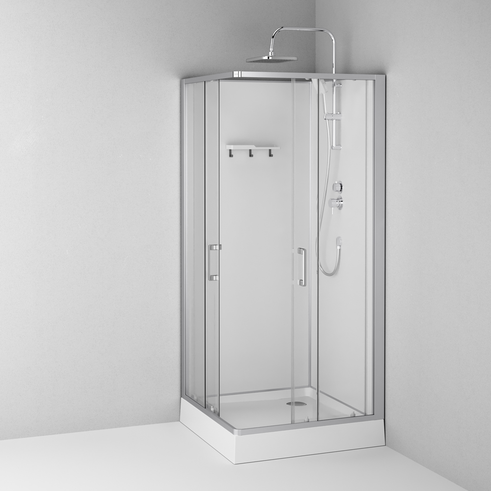 Душевая кабина 90x90 см, без гидромассажа Above W9XC-403-9090MT, Хром, белый, прозрачное