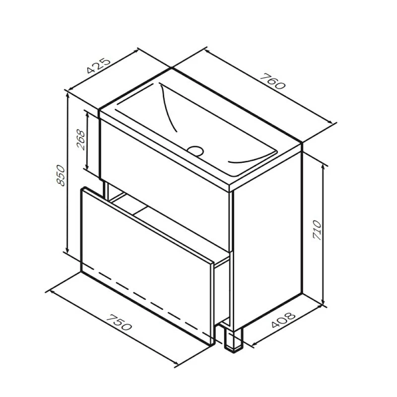 Тумба под раковину 75 AM.PM Gem M90FSX0752HF напольная под дерево орех