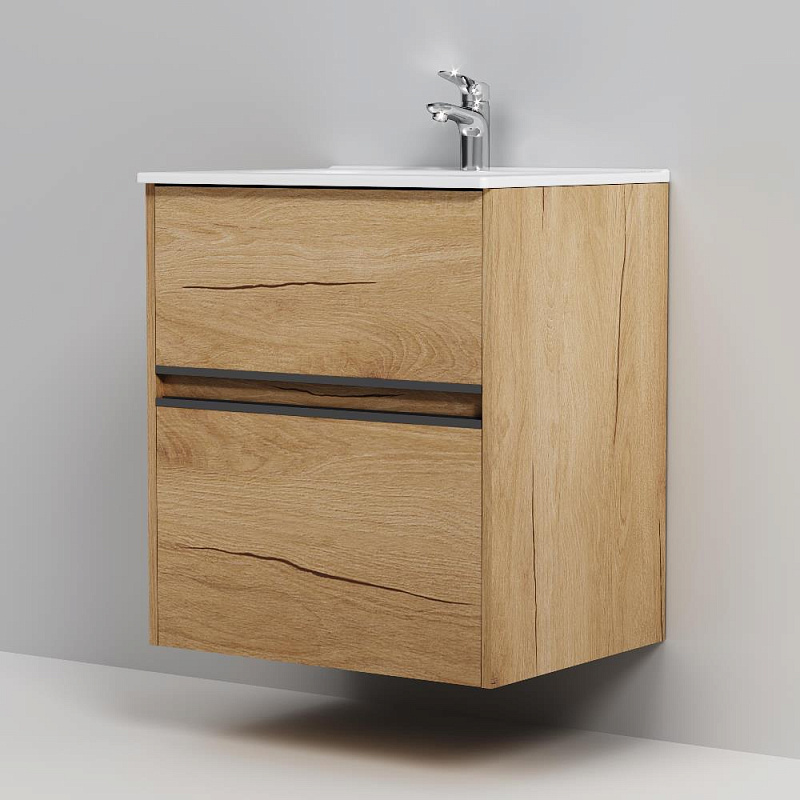 Тумба с раковиной 60 AM.PM Sense M7BFUX0602OF подвесная/напольная на ножках, светлое дерево