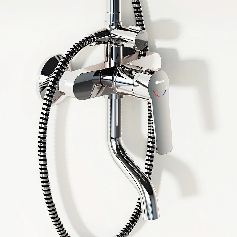 Душевая система Damixa Jupiter 977740000 стойка с тропическим душем, смесителем, изливом, хром