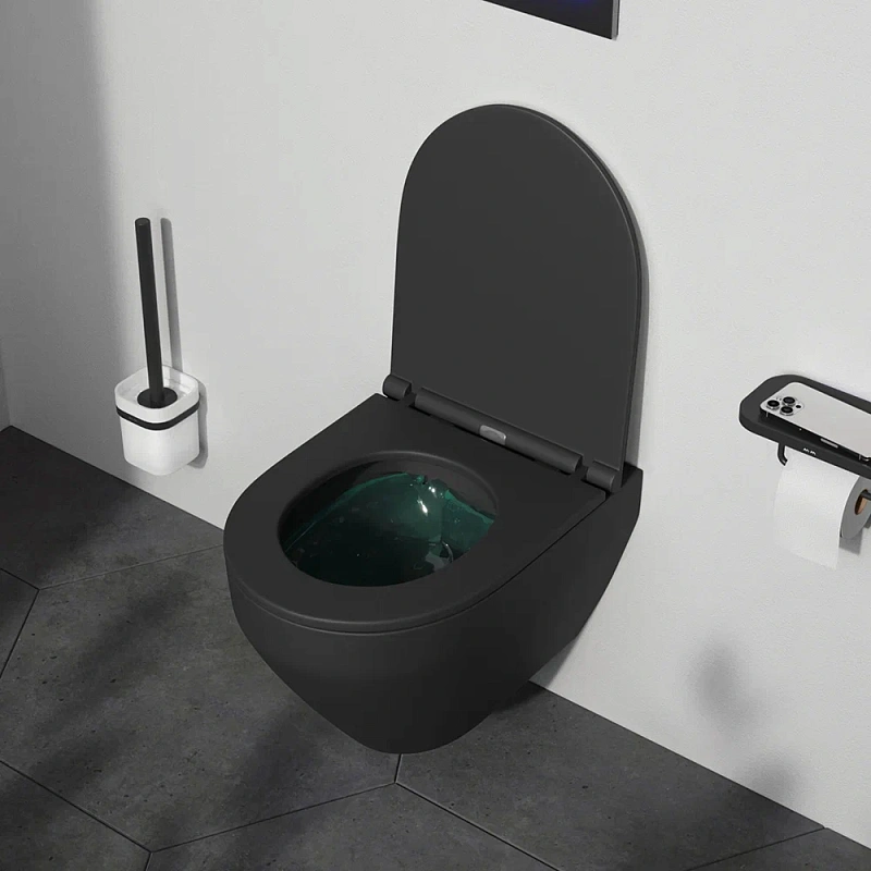 Унитаз подвесной безободковый с инсталляцией AM.PM Spirit V2.0 IS49051.701700MB сиденьем микролифт, хром пневм. клавишей