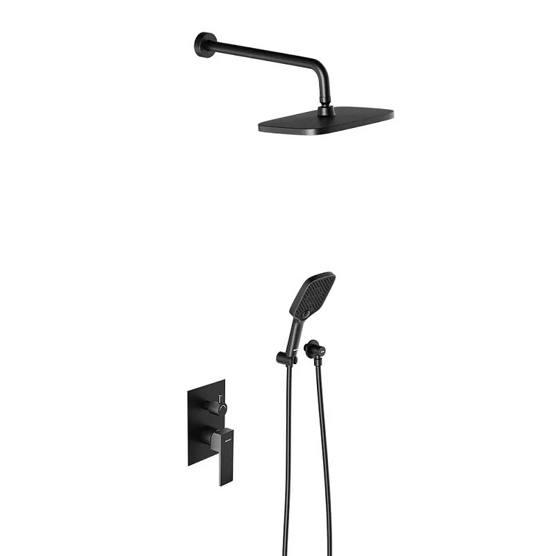 Встраиваемая душевая система Damixa Gala 953520300 черная: тропический верхний душ, ручной душ