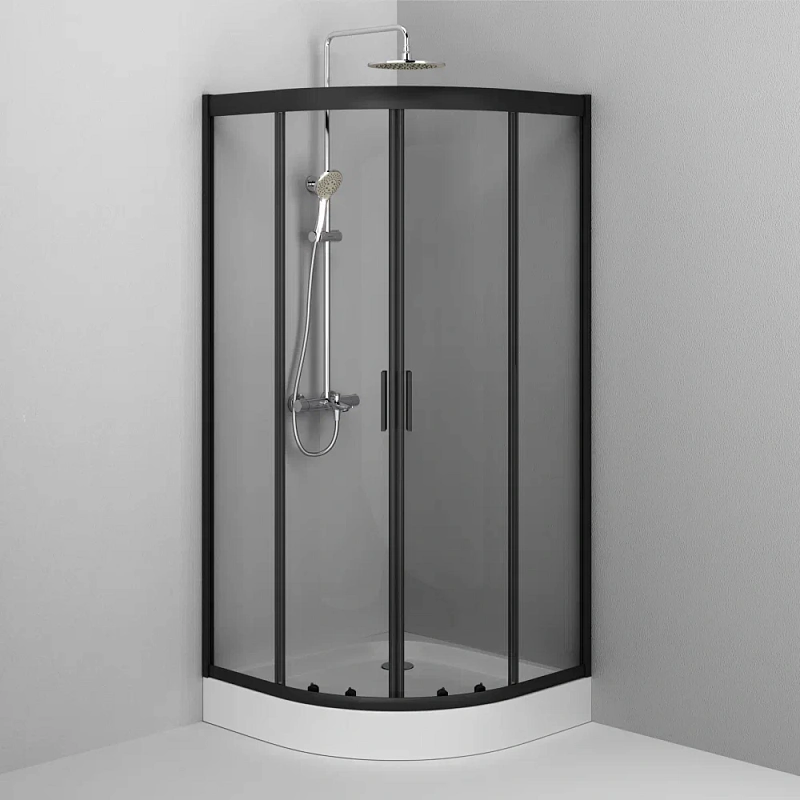 Душевое ограждение без поддона 90x90 AM.PM Gem W90G-401-090BT профиль чёрный матовый
