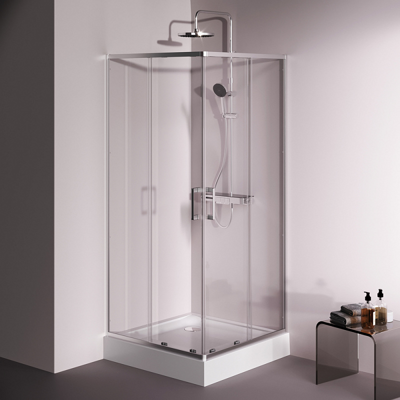 Душевое ограждение без поддона 90x90 AM.PM Above W9XG-403-9090-MT профиль серебристый