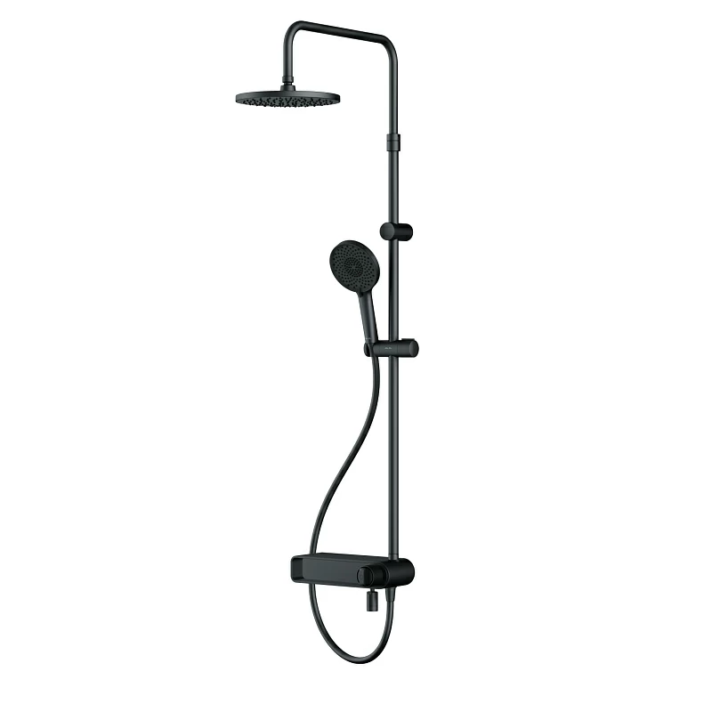 Душевая система AM.PM X-Joy F0785A722 стойка с тропическим душем, смесителем, изливом, черная матовая