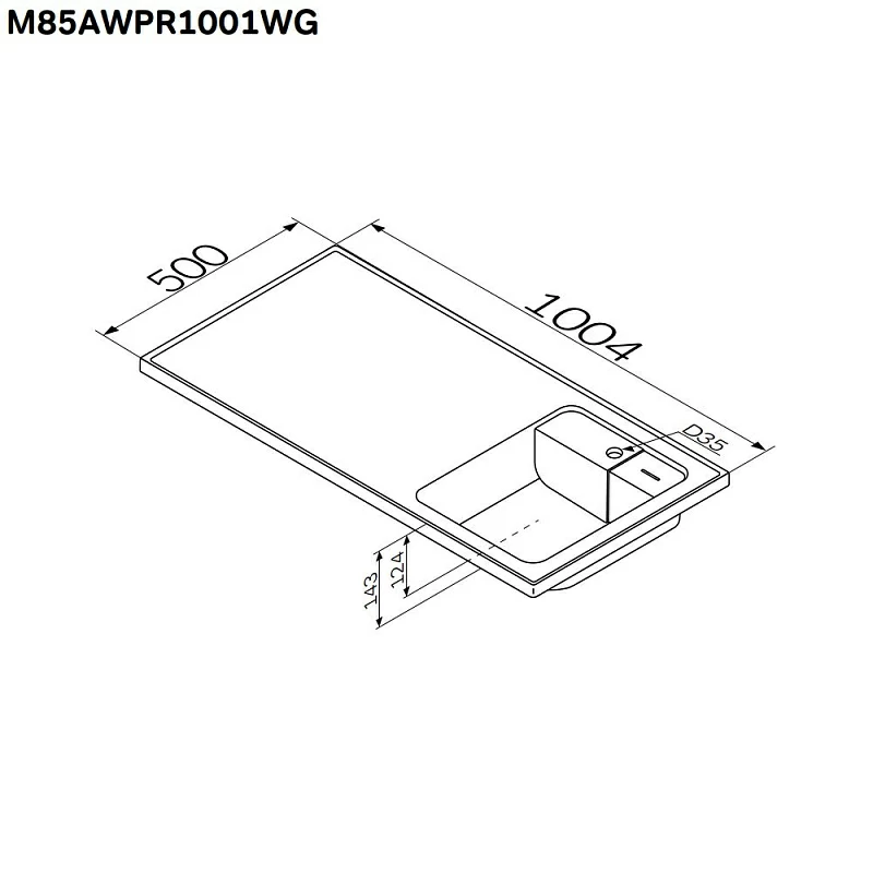 Раковина мебельная 100 AM.PM X-Joy M85AWPR1001WG над стиральной машиной, правая, белая