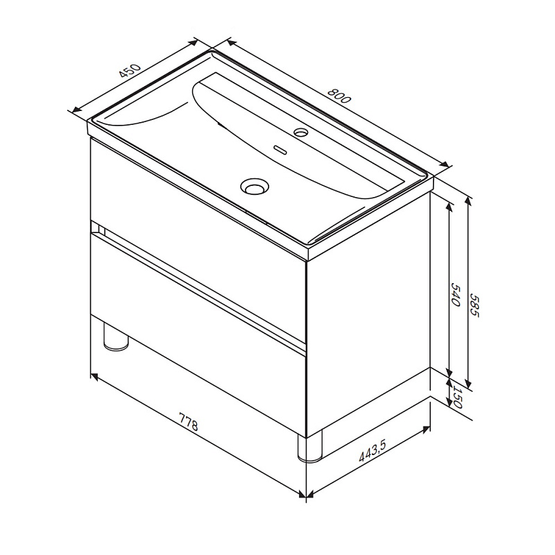 Тумба с раковиной 80 AM.PM Above M9X-FSX0802OF-WCC0800WG напольная,под дерево