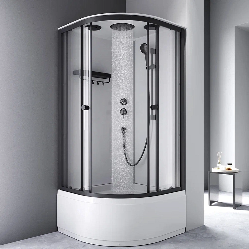 Душевая кабина 90x90 AM.PM X-Joy W94C-401A-090BT профиль черный матовый, высокий поддон