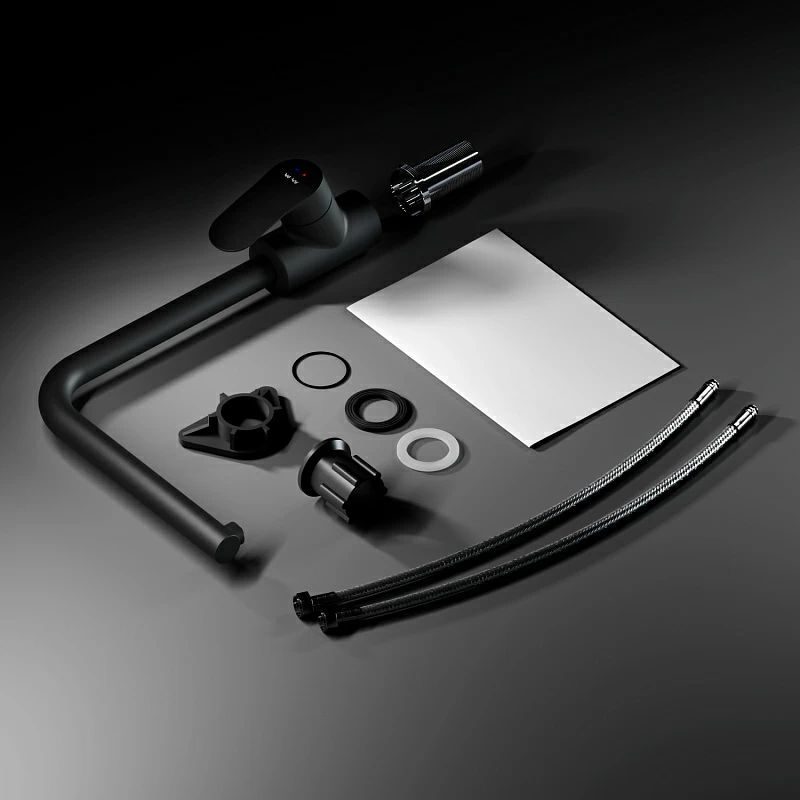 Смеситель для кухни AM.PM Like F8005722 высокий с каналом питьевой воды, черный