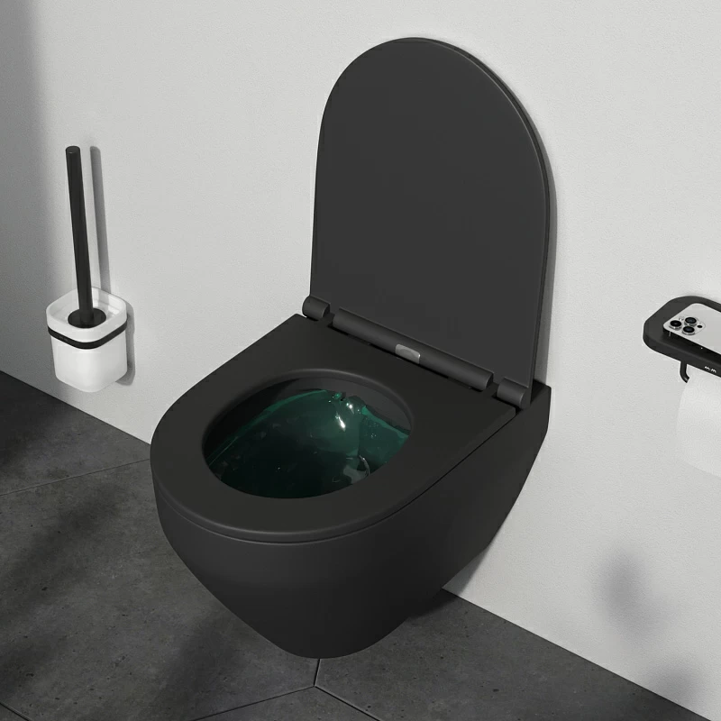 Унитаз подвесной AM.PM Spirit 2.0 C701700MBSC безободковый с сиденьем микролифт, черный матовый