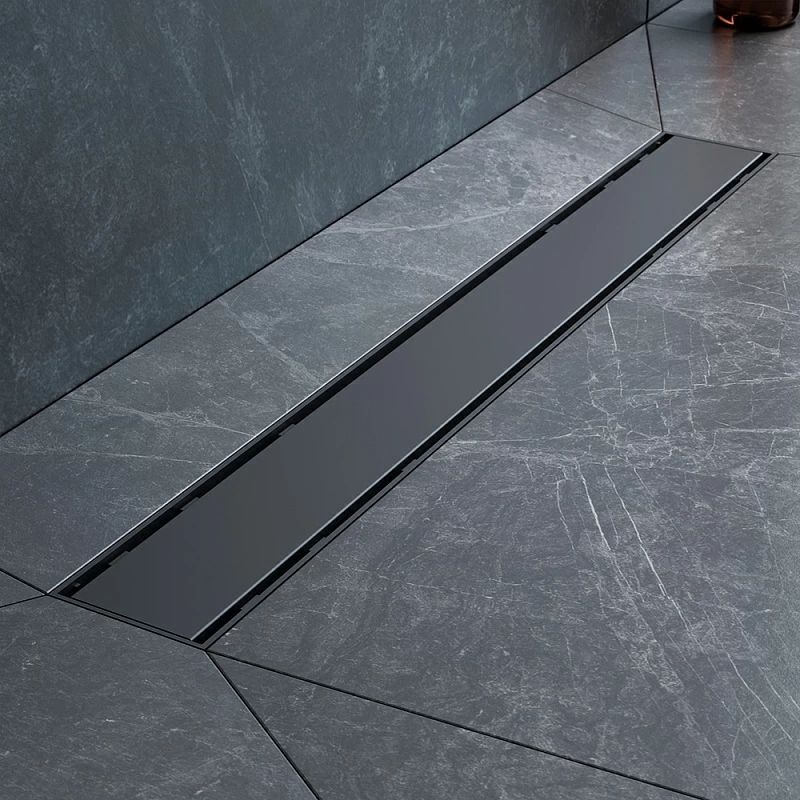 Душевой трап (лоток) 60 AM.PM PrimeFlow W02SC-U11-060-04BM комбинированный затвор с черной матовой решеткой под плитку