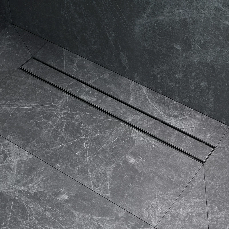 Душевой трап (лоток) 70 AM.PM PrimeFlow W02SC-U11-070-04BM комбинированный затвор с черной матовой решеткой под плитку