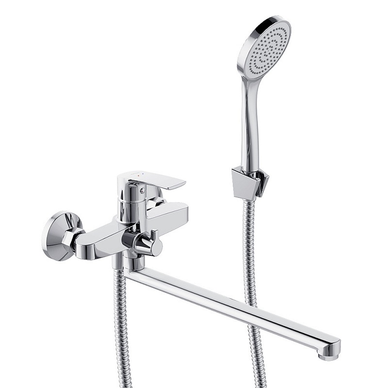 Смеситель для ванны и душа Damixa Eclipse 2.0 489500000 длинный излив, душевая лейка, шланг 1500, хром