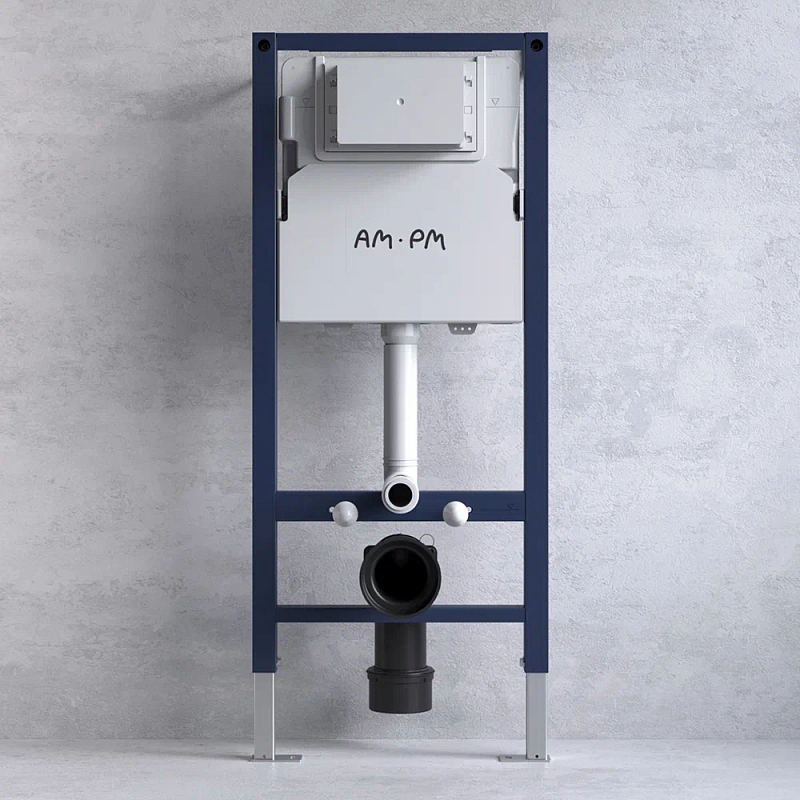 Унитаз подвесной безободковый с инсталляцией AM.PM Sense IS90151.741701 сиденьем микролифт, хром механ. клавишей