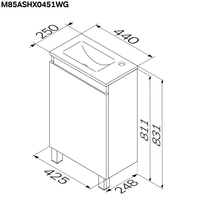 Тумба под раковину 45 AM.PM X-Joy M85AFSX0451WG напольная белый глянец