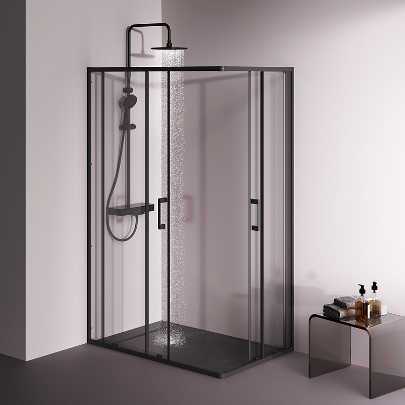 Душевое ограждение без поддона 120x80 AM.PM Above W9XG-403-12080-BT профиль черный
