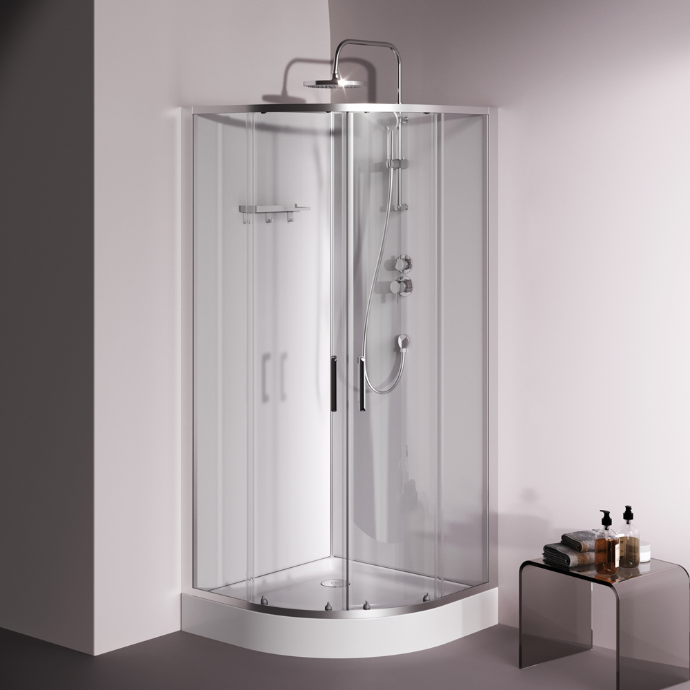 Душевая кабина 90x90 см, без гидромассажа Above W9XC-401-9090MT, Хром, белый, прозрачное